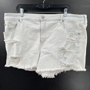 American Eagle hi-rise shortie light wash festival distressed shorts 22 plus